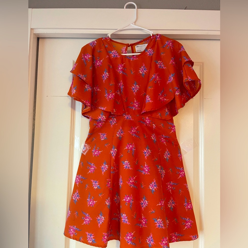 ASOS DESIGN MINI BACKLESS DRESS WITH FRILL SLEEVES IN BRIGHT FLORAL PRINT